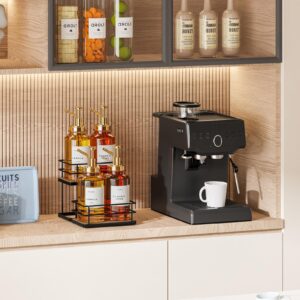 THYGIFTREE Coffee Syrup Rack Organizer 4 Bottles Syrup Holder Stand for Coffee Bar 2-Tier Syrup Storage Shelves for Dressing for Kitchen Coffee Station