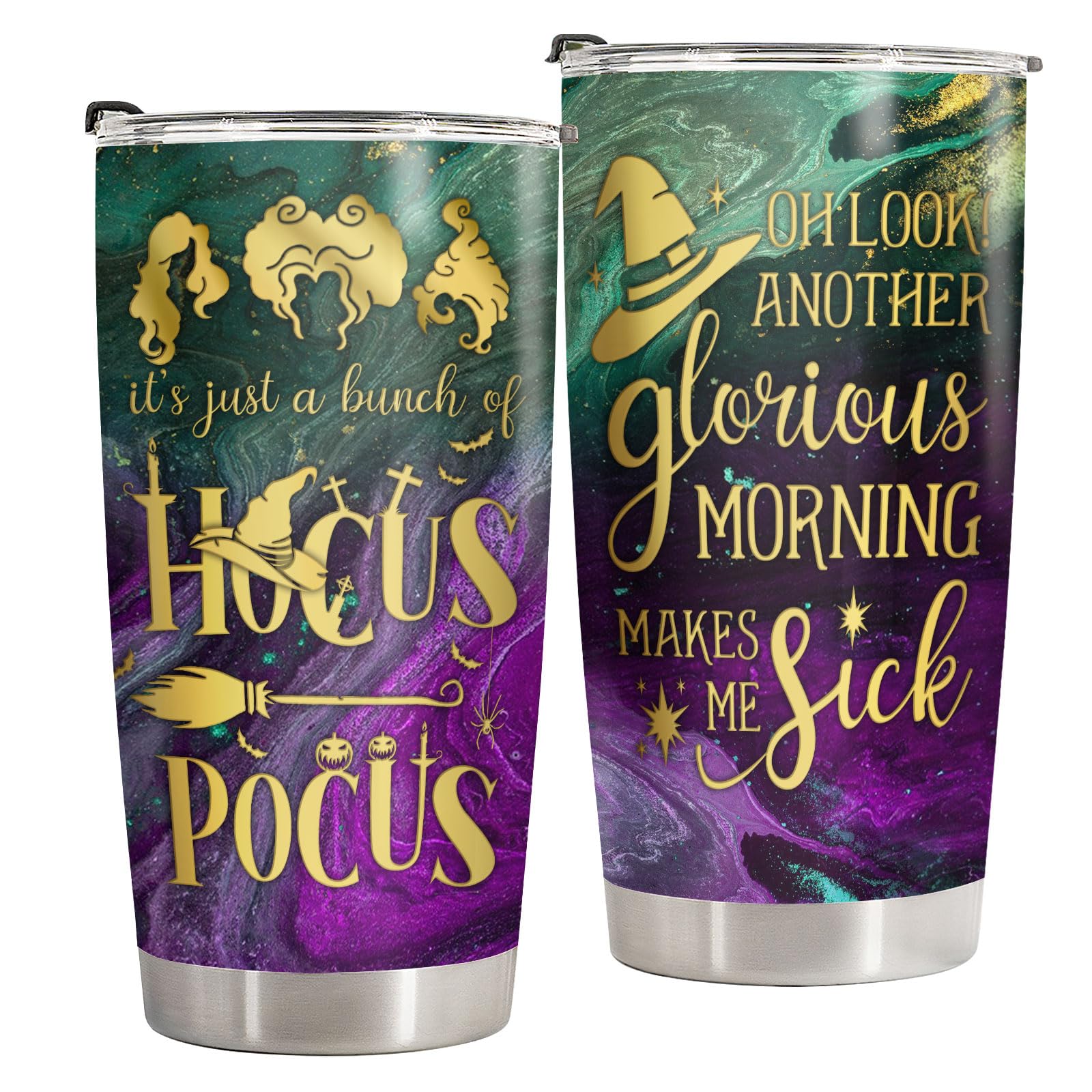 34HD Hocus Gifts for Women, Hocus Tumbler with Lid 20oz Stainless Steel, Witch Brew Tumbler, Sanderson Sister Gifts, Halloween Gifts for Movie Lovers