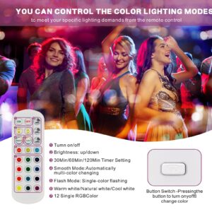 Rechargeable Battery Operated Light Bulb with Remote Control, 15 Colors Selectable Detachable LED Light Bulb with Timer/Dimmer/Magnetic/Hook Wireless Puck Light Bulb for Wall Sconce, Non-Hardwired