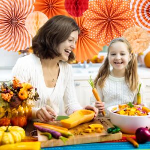 Orange Birthday Decorations Fall Party Decoration 28pcs Autumn Boho Friendsgiving Thanksgiving Harvest Party Banner, Streamers Tassel Garland, Tissue Pom Poms, Paper Fans, Bridal Shower Groovy Decor