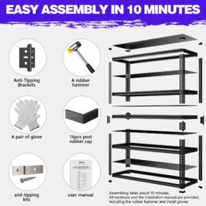 Lauxery Heavy-Duty Metal Garage Shelving Unit, 3000 lbs Load Capacity, 5-Tier Aluminum Metal Garage Shelves, Adjustable Industrial Storage Rack for Basement and Workshop(1,72" H X 45.3" X 19")