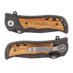 ZENNLAB Pastor Appreciation Gifts for Men, Engraved Pocket Knife Gift for Pastor Birthday Gifts, Unique Gifts for Pastors Men, Thank You Gifts for Pastor