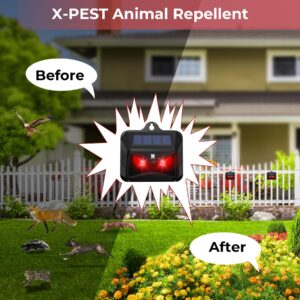 Solar Animal Repeller, 2024 Upgraded Predator Nocturnal Animal Repellent, Red Led Light Control Outdoor Deterrent Coyote Raccoon Deer Fox Skunk Squirrel for Garden Yard Farm Chicken Coop (2)