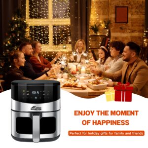 MIRASTON 6.5QT Air Fryer, 8-in-1 Smart Digital Air Fryers with Large Visual Window, 8 Presets Recipes & Manual Adjustments for Quick Easy Meals, Dishwasher-Safe, for Family, Party