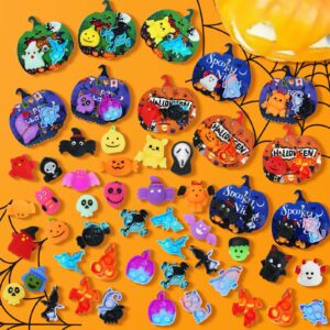 72Pcs Halloween Party Favors for Kids Boys Girls, 24Pack Bulk Toys Gift Include Squishies Pop Keychain Cards Treat Goodie Bag Stuffers Classroom Rewards Treasure Box Prize Carnival Decoration Supplies