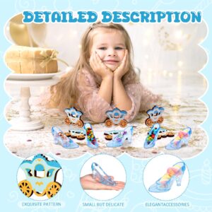 Yuntau 24 Pcs Blue Princess Party Decoration Mini Plastic Glass Slipper Princess Carriage Centerpiece 3.8 Inch Princess Glass Heel for Baby Shower Wedding Birthday Party Supplies Table Decor