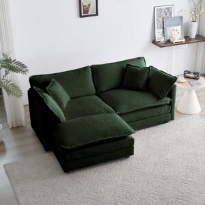 oversized cloud couch with ottoman, 25.52" deep seat comfy chenille loveseat sofa modern modular sectional couches set furniture sets living room bedroom juego de muebles de sala, green