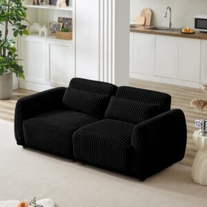 kevarada corduroy upholstered modular sectional couch loveseat sofa 2 seats convertible sectional sofa for living room small couch for small space(2 seats,black)