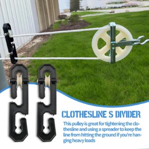 Clothes Line Outdoors, Clothes Line Pulley Kit Include 164ft Polyester Clothes Line Ropes, Clothesline Pulley, Clothesline S-Separators, Clothesline Tightener and Clothespins