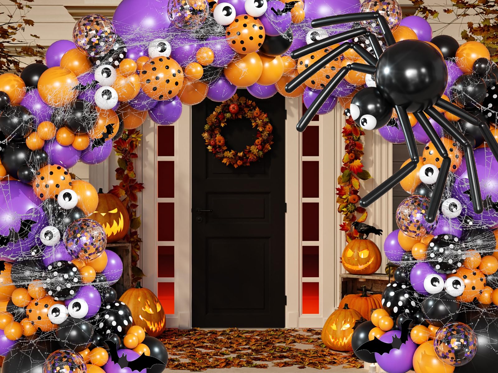 132 Pcs Halloween party decorations Balloon Garland Arch Kit party supplies Supplies Scary Plastic Bloodshot Eyeballs for Indoor Outdoor with Halloween Birthday