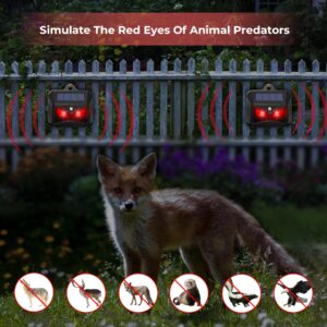 Solar Animal Repeller, 2024 Upgraded Predator Nocturnal Animal Repellent, Red Led Light Control Outdoor Deterrent Coyote Raccoon Deer Fox Skunk Squirrel for Garden Yard Farm Chicken Coop (2)