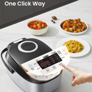 COMFEE' Rice Cooker 12 Cups Cooked/6 Cups Uncooked, Portable Non-Stick Rice Maker, Japanese Rice Cooker with Fuzzy Logic Technology, 24-Hour Timer Delay, 11 Presets, Steamer, Fast Rice Cooker, Grain Cooker, Black