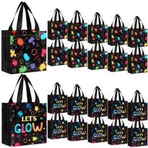 latwerd 24pack glow in the dark party gift bag canvas bag eco-friendly reusable shopping bag candy gift bag suitable for birthday party gift storage bag