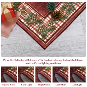 RUGSREAL Christmas Area Rug 8x10 Non Slip Washable Rug Pine Cones Area Rug Low Pile Ultra Thin Indoor Throw Carpet Rug for Laundry Dining Room, Red