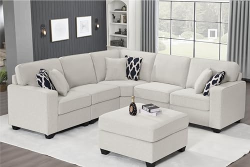 Legend Vansen Modular Sectional Couch,L Shape Sectional Sofa with Pillows,Oversized Sectional Sofa Couches for Living Room,Apartments,Cream