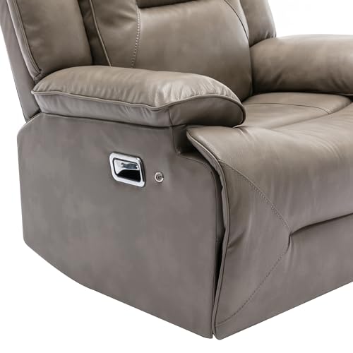 ERYE Home Theater and Living Room Recliner Sofa Couch for 3, Manual Reclining Sofa&Couch with LED Light Strip, 2 Cup Holders and DropDown Table for Home,Apartment,House