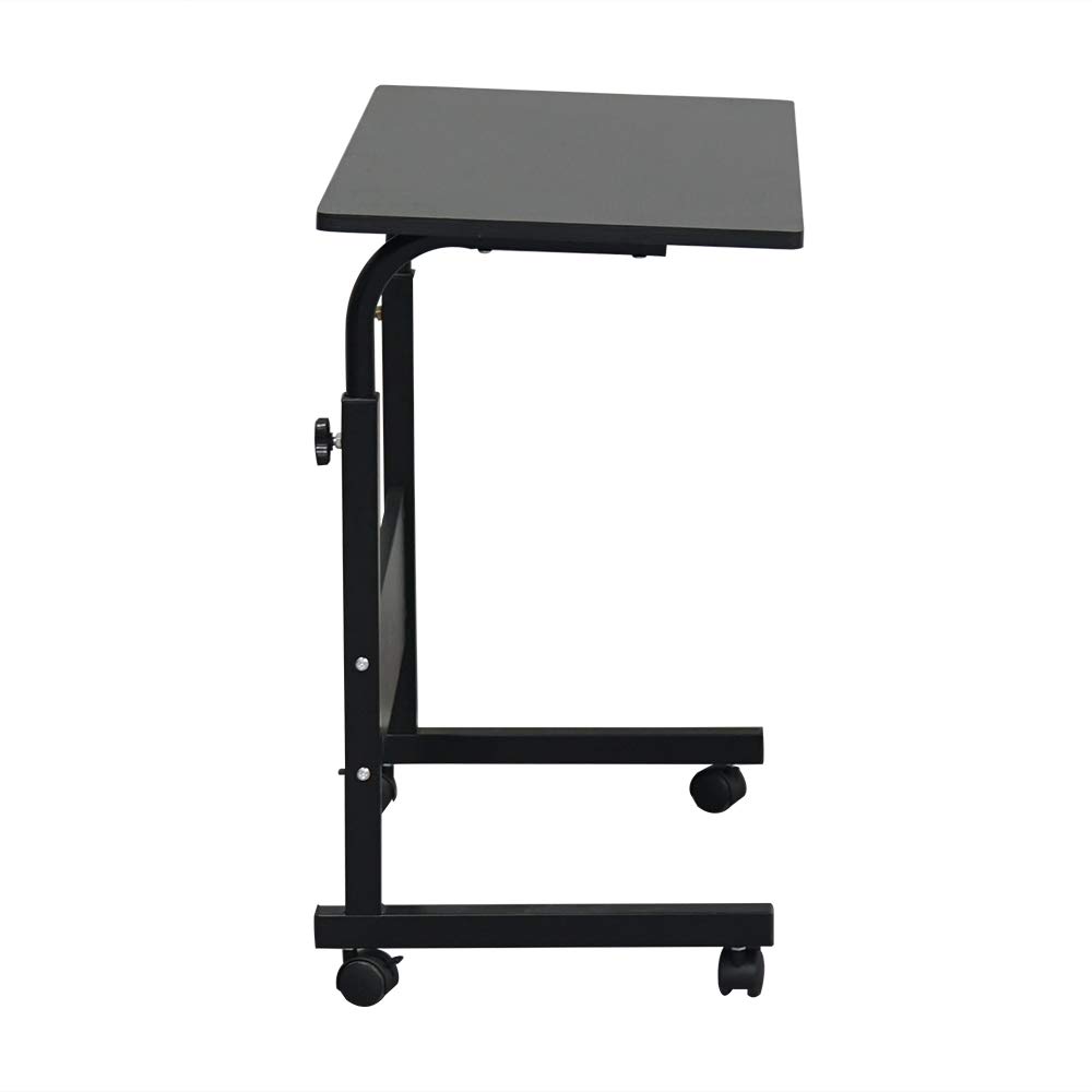 Adjustable Height Mobile Computer Desk Rolling Computer Desk, Height Adjustable Mobile Laptop Stand Desk Rolling Cart, Mobile Small Standing Desk Portable Rolling Laptop Desk Overbed Bedside Desk