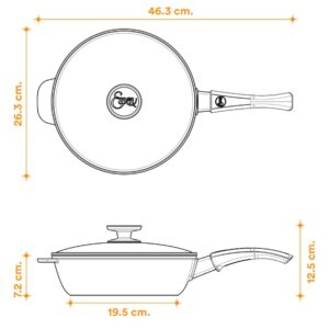 Essen 2524 Terra Sauté Pan - Contemporary Line - Cast Aluminum with Nova Trimium Nonstick Coating - for 4-5 Servings - Even and Healthy Cooking - Argentinian brand Essen now in the United States.