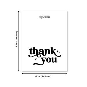 TRENDY FOX Retro 4x6 Thank You Cards with Envelopes 25 Pack, Bridal Shower Thank You Card, Blank Thank You Notes, Baby Shower or Wedding Thank You Cards, Groovy Blank Thank You Cards