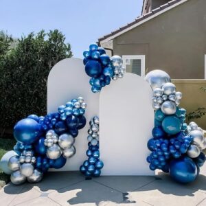 Blue Silver Balloons, Pearl Navy Blue Balloons Metallic light Blue and Silver Balloons Silver Star Confetti Balloons for Boys Girls Birthday Graduations Baby Shower Wedding Engagement Decorations