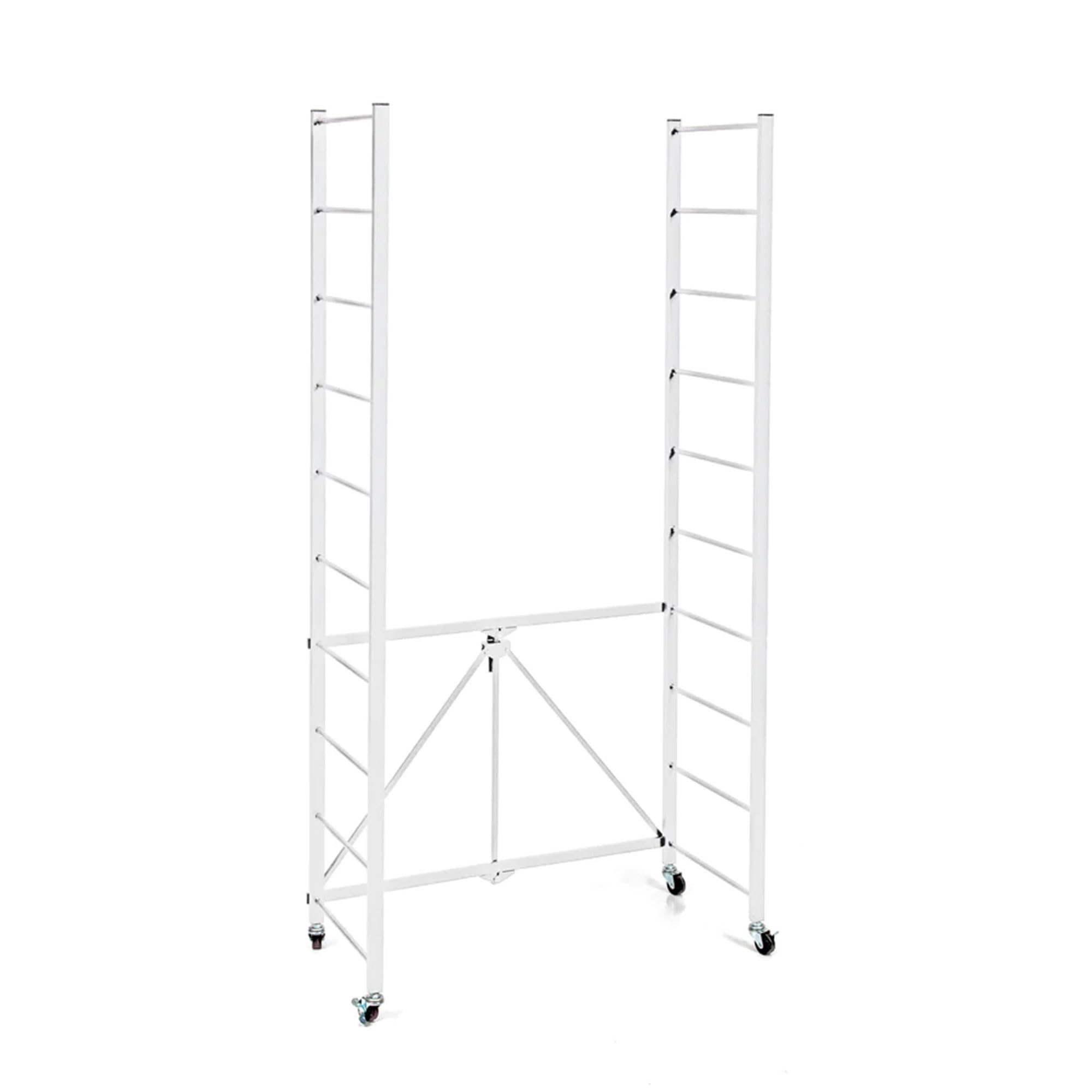 Origami R2 Series Folding Heavy Duty Steel Storage Rack Adjustable Shelving Portable Home Organization Unit with Wheels, Set of 2, White