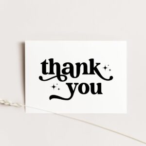 TRENDY FOX Retro 4x6 Thank You Cards with Envelopes 25 Pack, Bridal Shower Thank You Card, Blank Thank You Notes, Baby Shower or Wedding Thank You Cards, Groovy Blank Thank You Cards