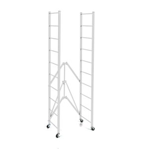 Origami R2 Series Folding Heavy Duty Steel Storage Rack Adjustable Shelving Portable Home Organization Unit with Wheels, Set of 2, White