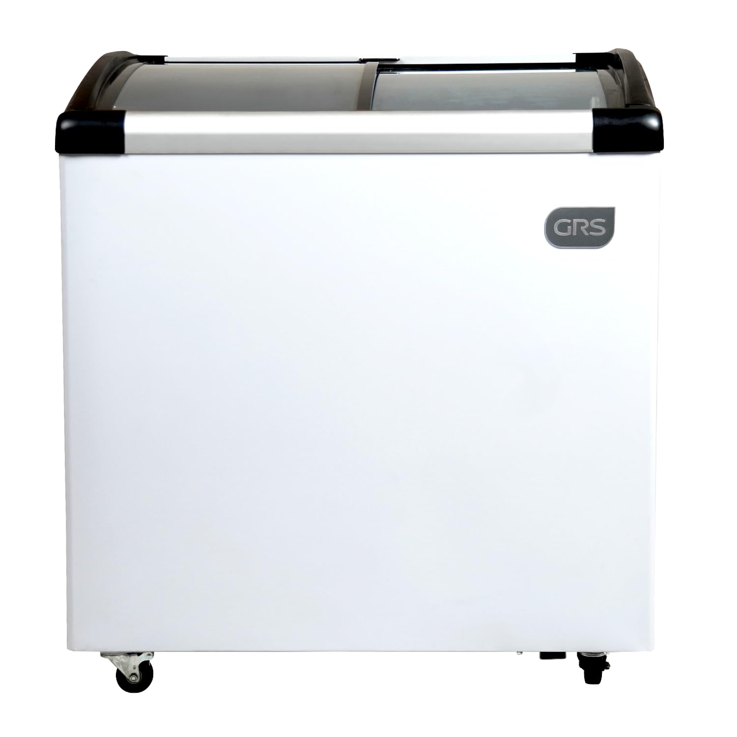 GRS Glass Door Small Chest Freezer - 4.13 Cubic Feet Small Deep Freezer with LED Light and 2 Removable Baskets, Mini Freezer Ideal for Ice Cream and Frozen Novelties