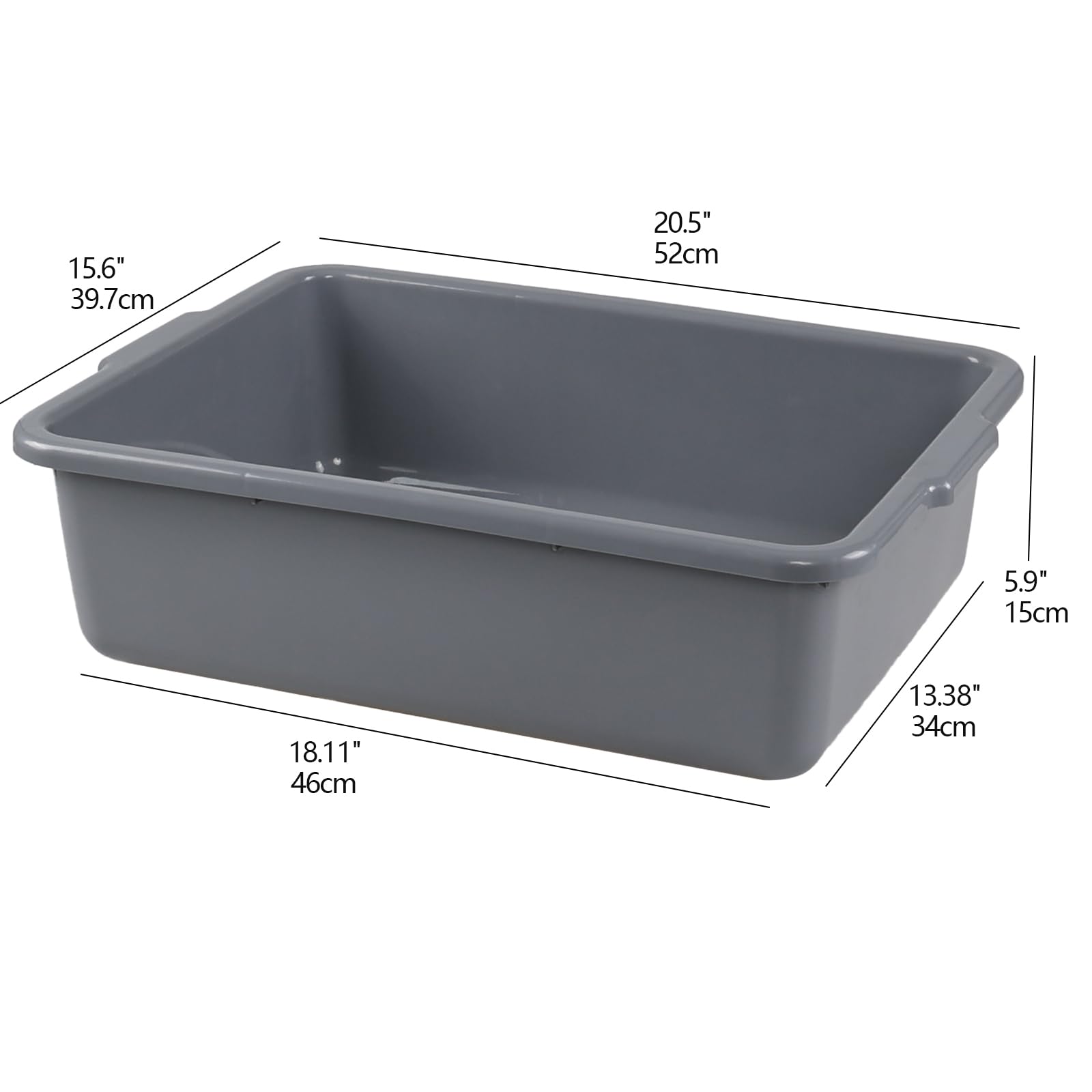 Wakikini 6 Packs 24 Liters Plastic Commercial Bus Tub, Large Bus Tote Box, Gray