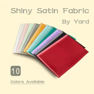 Satin Fabric by The Yard ，60 Inch Wide ，Soft Charmeuse Silk Satin Fabrics for Sewing,Wedding Dress,DIY Craftings, Costumes,Draping,Table Runner,Cloth Napkins (Black, 1yard)