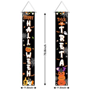 Avezano Halloween Decorations Trick or Treat Happy Halloween Porch Signs Halloween Hanging Banner Door Decorations Outside Indoor