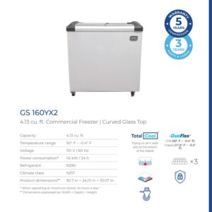 GRS Glass Door Small Chest Freezer - 4.13 Cubic Feet Small Deep Freezer with LED Light and 2 Removable Baskets, Mini Freezer Ideal for Ice Cream and Frozen Novelties