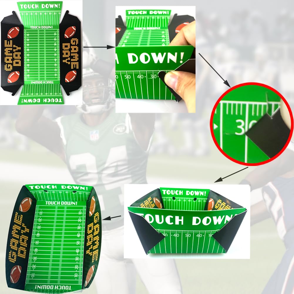 AcpopbM Football Party Supplies, 50PCS Football Party Favors Football Paper Snack Tray Disposable Serving Food Boats for Football Birthday Party Superbowl Decorations