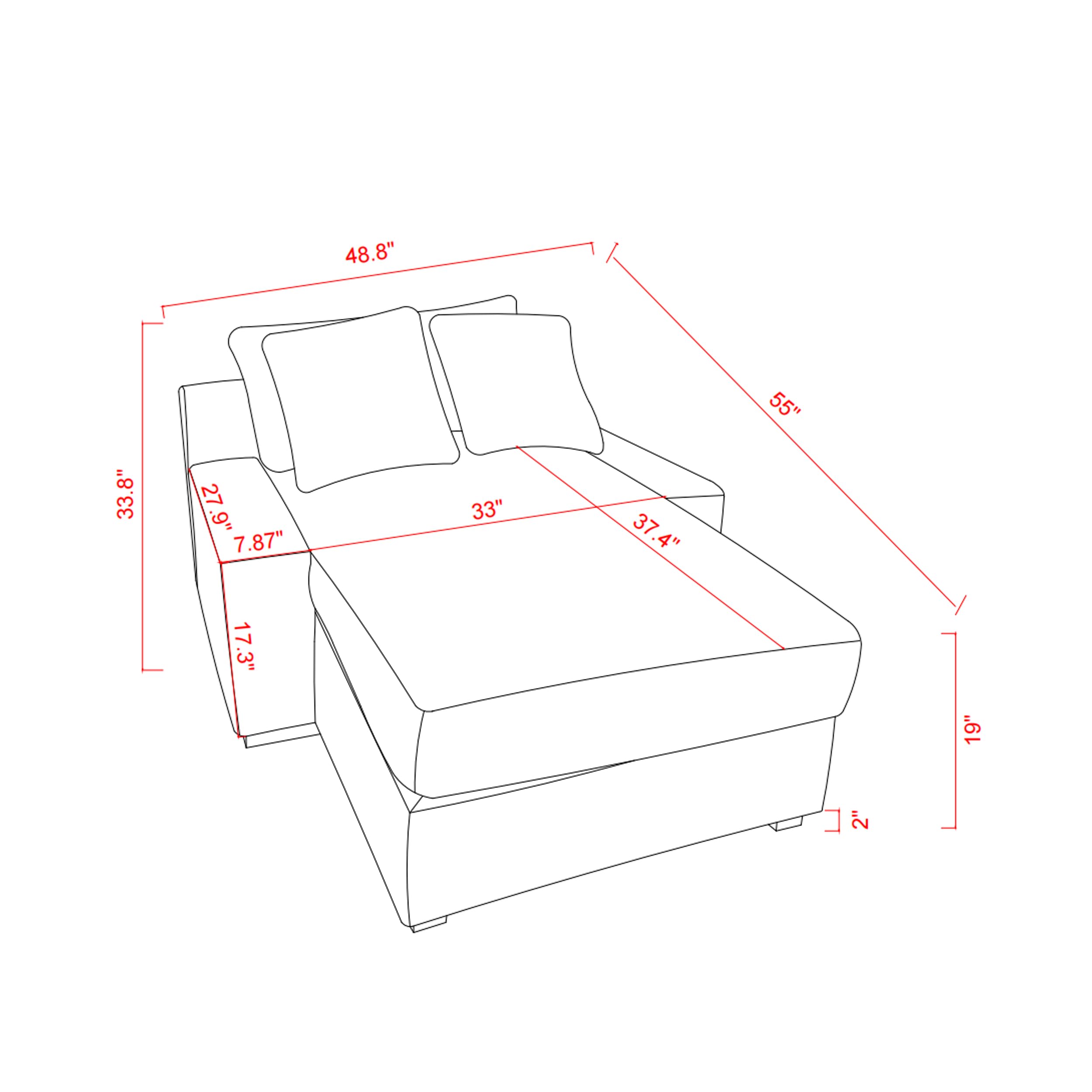 roomfitters Modern Luxury Sofa Couch for Living Room - Quality Corduroy Upholstery Sleeper Sofa Bed Daybed (Grey)