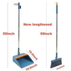 XIXIWOW Starry Sky Blue Broom and Dustpan Set,New Upgrade lengthening Handle to 50 inches - Indoor/Outdoor Cleaning Tool, Easily Remove Hair, Foldable Design Saves Space, Ideal for Home Cleaning