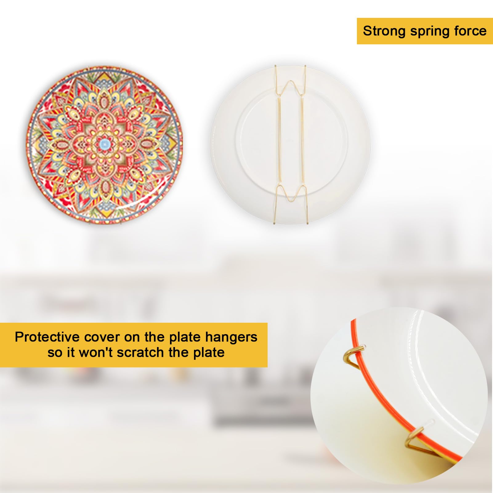 Plate Hangers - 8 Inch 12 Pack Plate Hangers for The Wall Plate Hangers Plate Wall Hangers for Display Plate Wall Hangers Plate Holders for Displaying On Wall Plate Holder Plate Wall Hanger