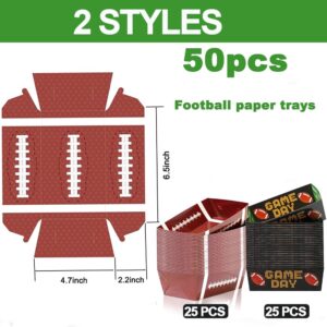 AcpopbM Football Party Supplies, 50PCS Football Party Favors Football Paper Snack Tray Disposable Serving Food Boats for Football Birthday Party Superbowl Decorations