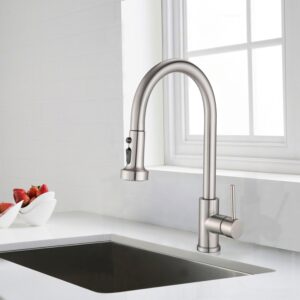 stainless steel pull down kitchen faucet with sprayer silver brushed, nickel finish