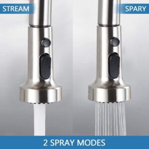 Stainless Steel Pull Down Kitchen Faucet with Sprayer Silver Brushed, Nickel Finish