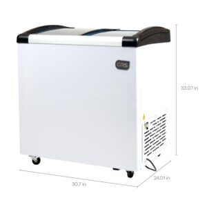 GRS Glass Door Small Chest Freezer - 4.13 Cubic Feet Small Deep Freezer with LED Light and 2 Removable Baskets, Mini Freezer Ideal for Ice Cream and Frozen Novelties