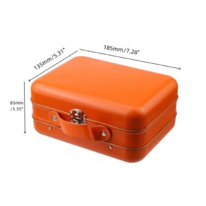 WDONAY Sturdy Metal Storage Box with Lid Large Container with Handle Tin Box with Buckle Latch(Orange)