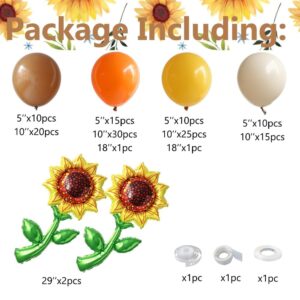 Sunflower Party Decorations 139Pcs Sunflower Yellow Balloon Arch Kit for Fall Sunflower Theme Birthday Wedding Baby Shower Party Decoration (Sunflower Kit)