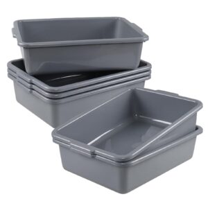 wakikini 6 packs 24 liters plastic commercial bus tub, large bus tote box, gray