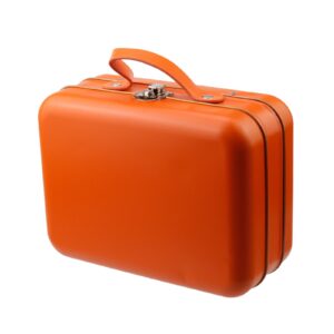 wdonay sturdy metal storage box with lid large container with handle tin box with buckle latch(orange)