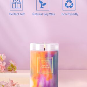 HZ-WONMIO Scented Candles | Spiced Cinnamon Candle|Hand-Poured Soy Wax Candles |60-Hour Burn Time |Retro Charm Aromatherapy Candle |Tie-Dye Effect| Holiday Candle Gifts for Women|8oz