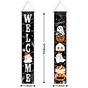 Avezano Halloween Door Decorations Welcome Boo Halloween Banner Porch Sign Halloween Baby Shower Decorations Halloween Party Welcome Signs