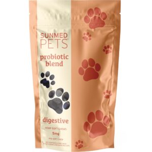 sunmed probiotics for dogs with pumpkin & probiotic blend - formulated for dog digestive health, overall wellness - hemp extract chews, 40 count