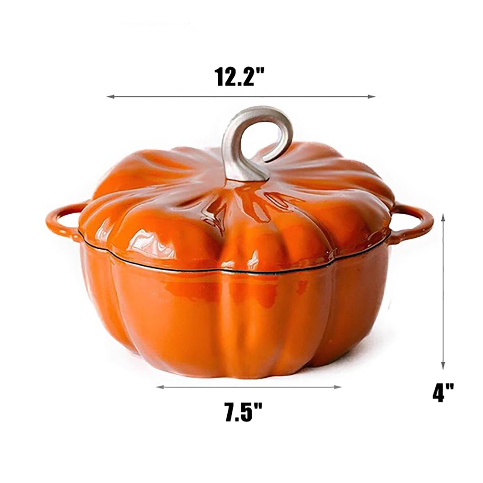 Pumpkin Cocotte,Pumpkin Dutch Oven Pot With Lid,Enamel Cast Iron Cooking Pot,Non Stick Pumpkin Pot,Stew Pot Soup Pot,Serves 3-5,Halloween Thanksgiving Decor Pot Gift(3.9 Quart, Orange)