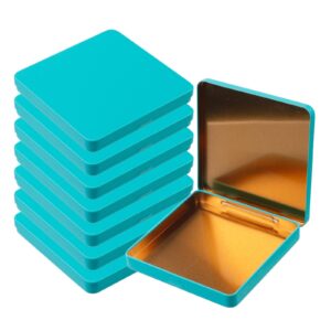 wdonay 8pcs tin box containers small storage box rectangular metal tins with lids for small items gifts(blue)