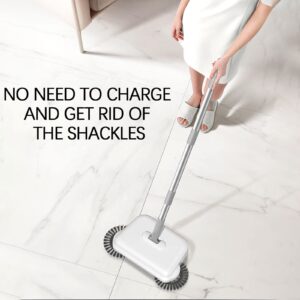 Hand Push Sweeper Home Sweeping Mopping Machine Vacuum Cleaner High Efficient Crumb Sweeper No Noise Works on Hard Floors Lightweight for Home Office Cleaning